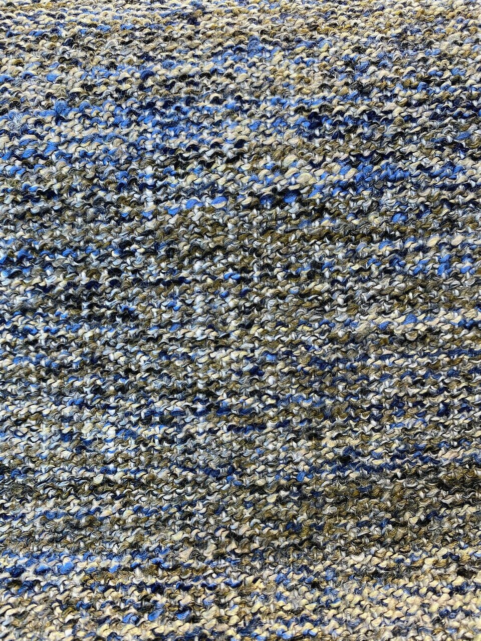 1 Yard Soft Chenille Upholstery Fabric Blue Off White Brown 56" Width 100% Polyester